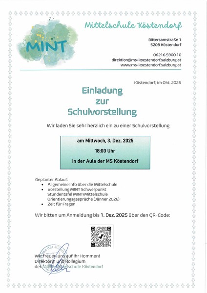 einladung zur schulvorstellung